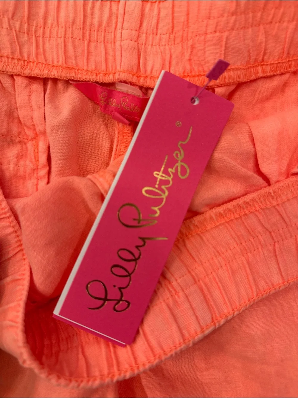 Lilly Pulitzer Coral High-Waist Lagoon Lilo Linen Shorts NWT Bellini